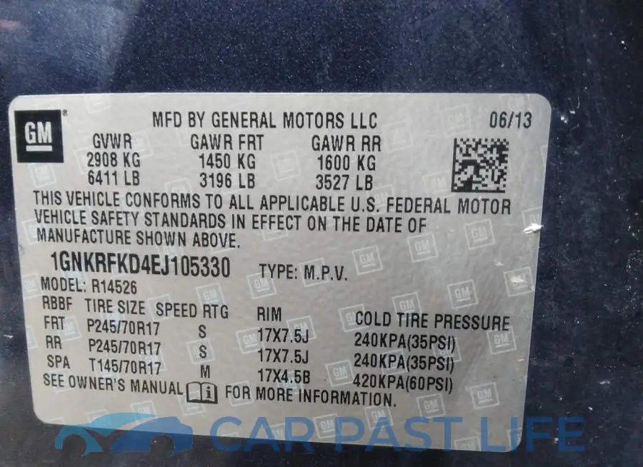 1GNKRFKD4EJ105330# 9