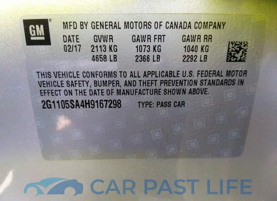 2G1105SA4H9167298# 9