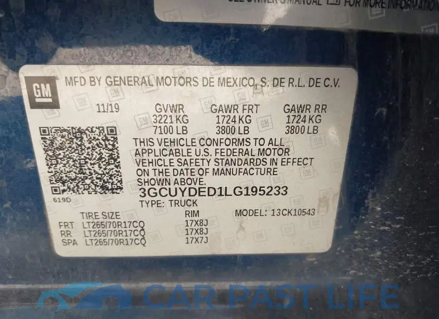 3GCUYDED1LG195233# 9