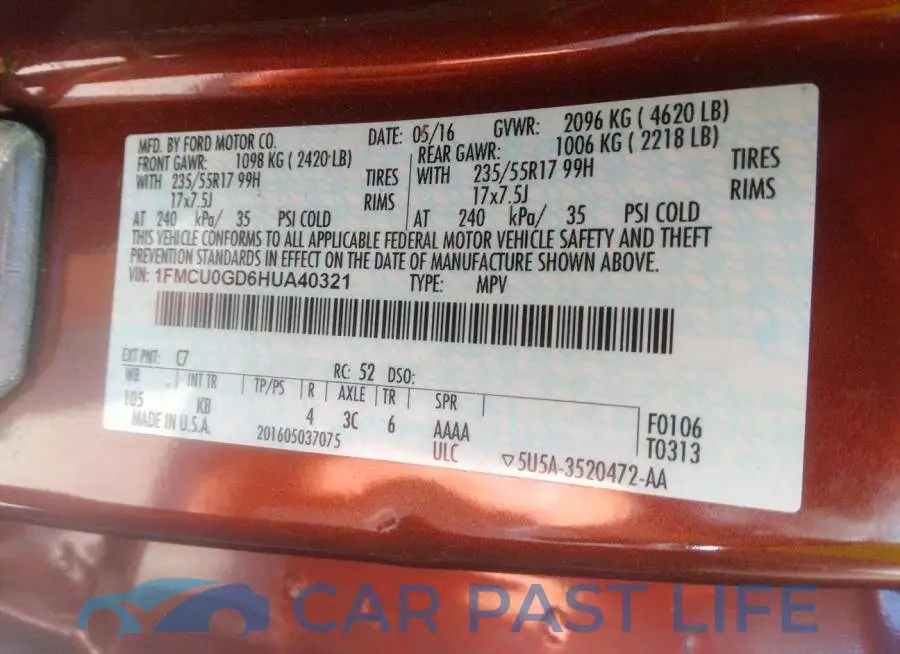 1FMCU0GD6HUA40321# 9