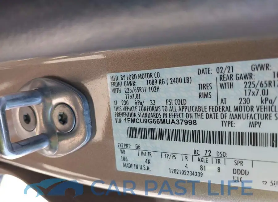 1FMCU9G66MUA37998# 8