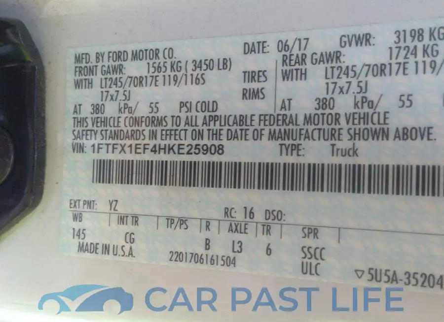 1FTFX1EF4HKE25908# 9