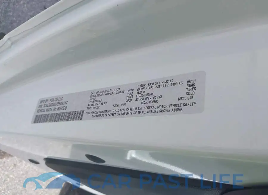 3C6LRVDG5PE543117# 9