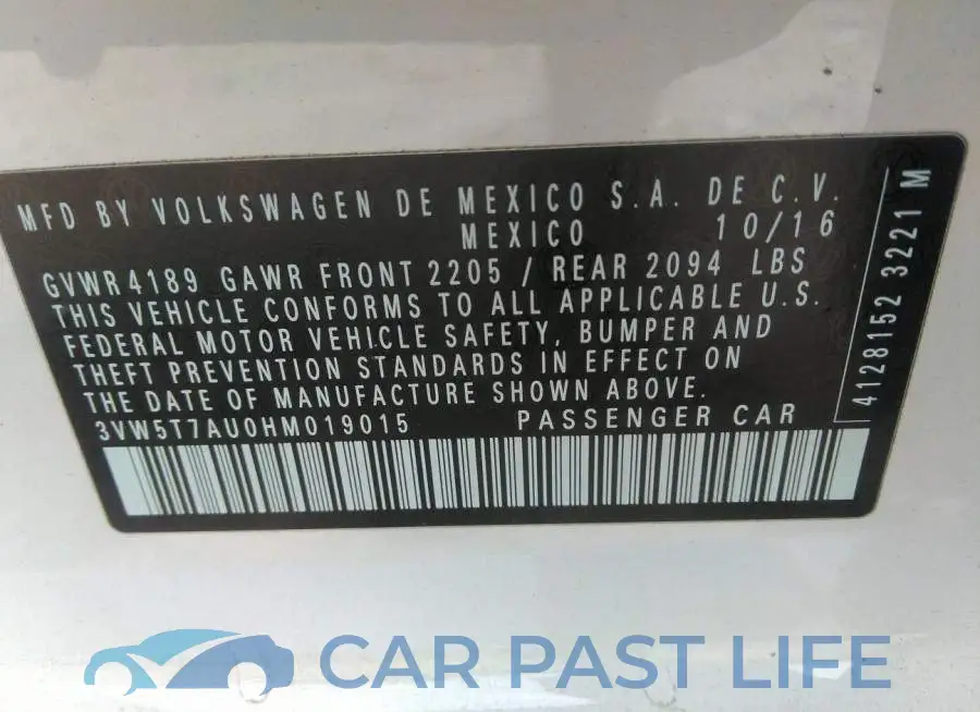 3VW5T7AU0HM019015# 9