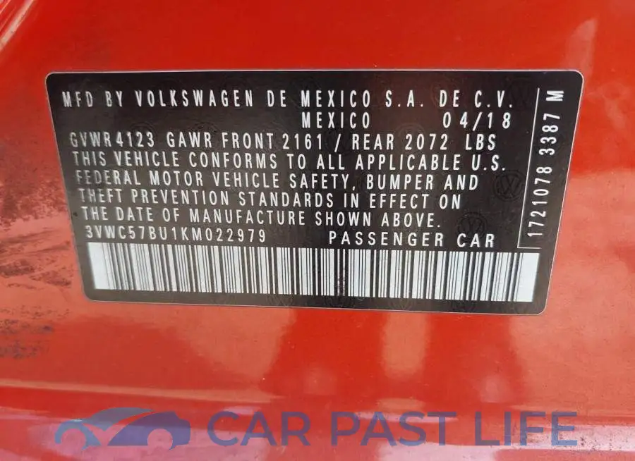 3VWC57BU1KM022979# 9