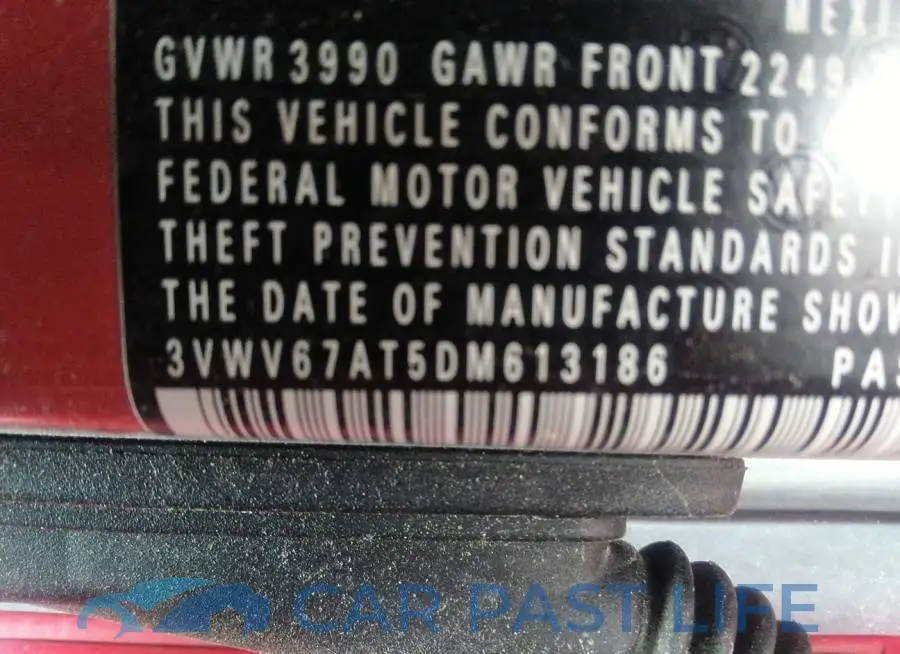 3VWV67AT5DM613186# 9