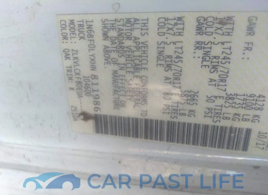 1N6BF0LYXHN811986# 9