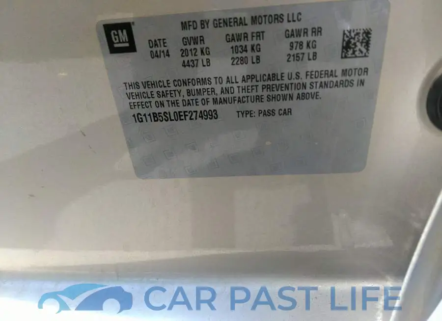 1G11B5SL0EF274993# 9