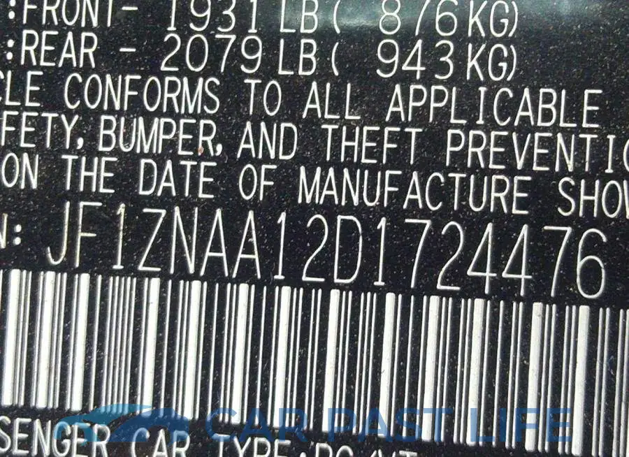 JF1ZNAA12D1724476# 9