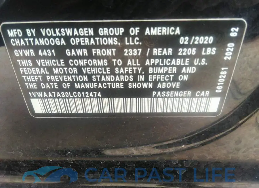 1VWAA7A30LC012474# 9