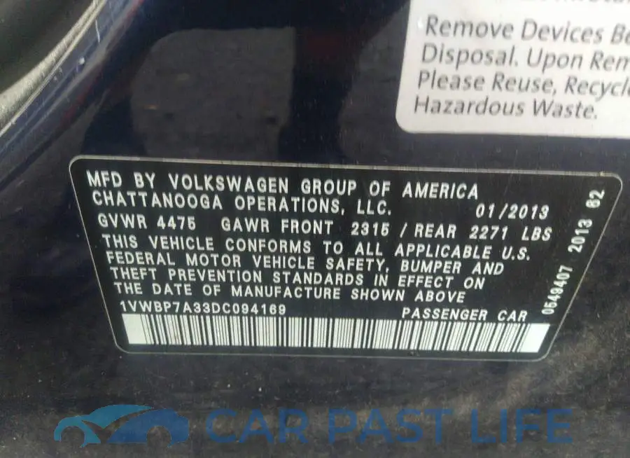 1VWBP7A33DC094169# 9