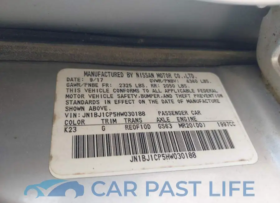 JN1BJ1CP5HW030188# 9