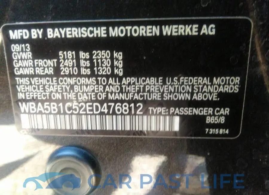 WBA5B1C52ED476812# 9