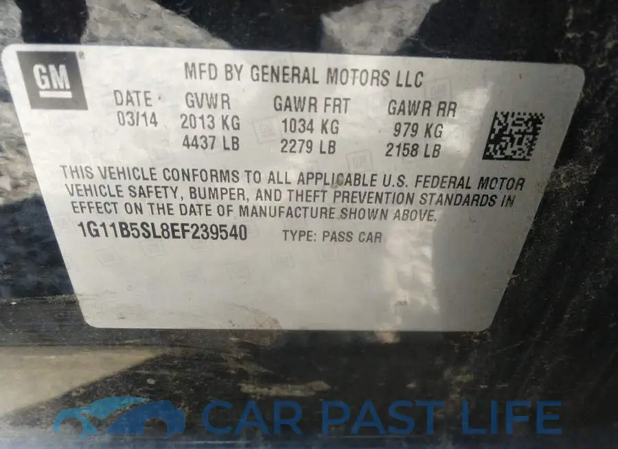 1G11B5SL8EF239540# 9