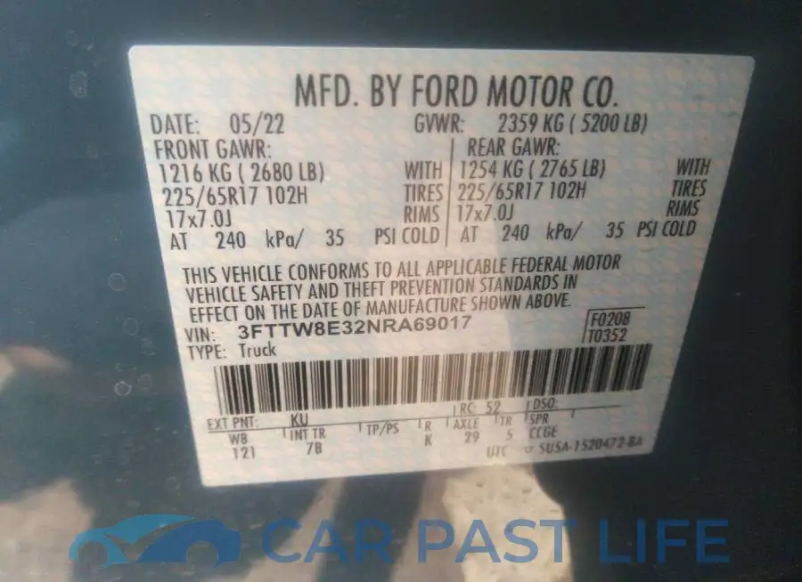 3FTTW8E32NRA69017# 9
