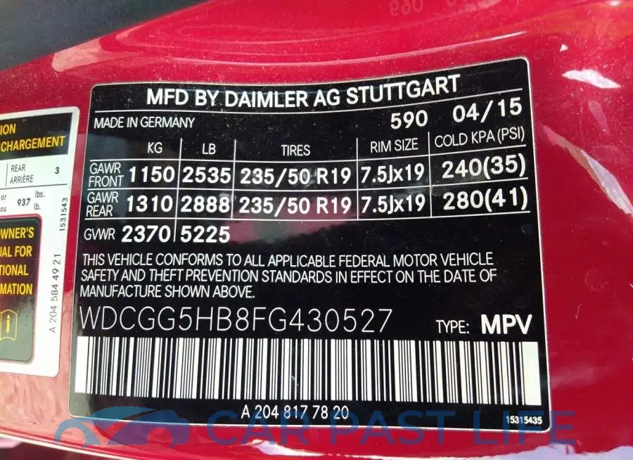 WDCGG5HB8FG430527# 9