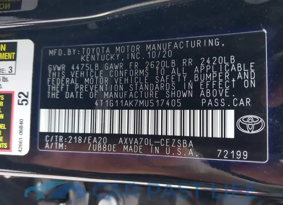 4T1G11AK7MU517405# 9
