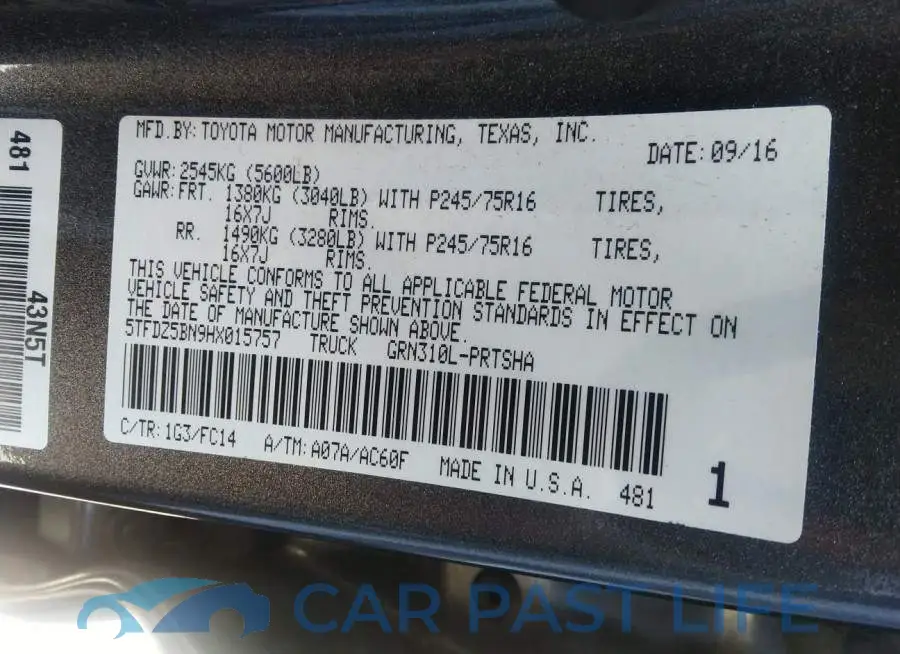 5TFDZ5BN9HX015757# 9