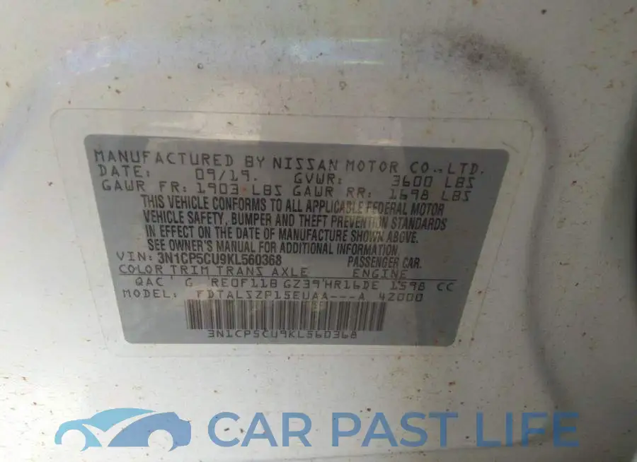 3N1CP5CU9KL560368# 9