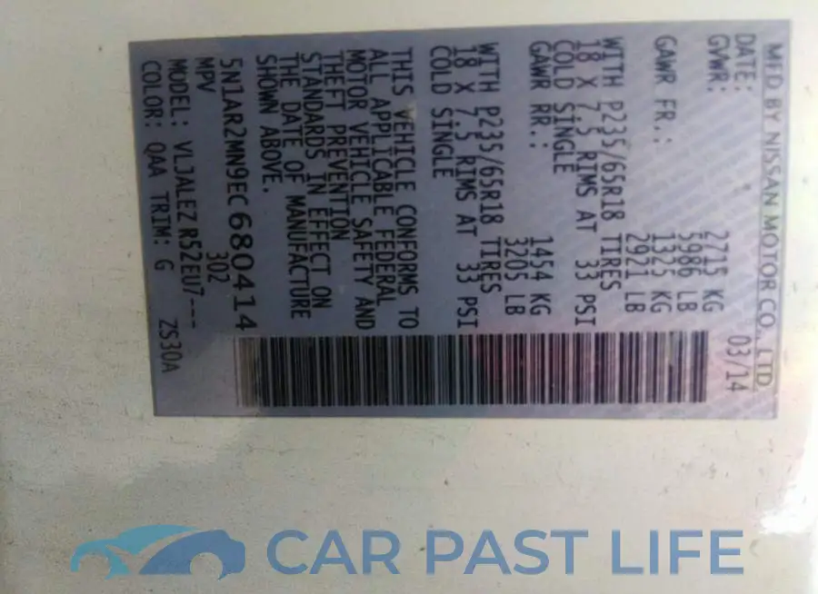 5N1AR2MN9EC680414# 9