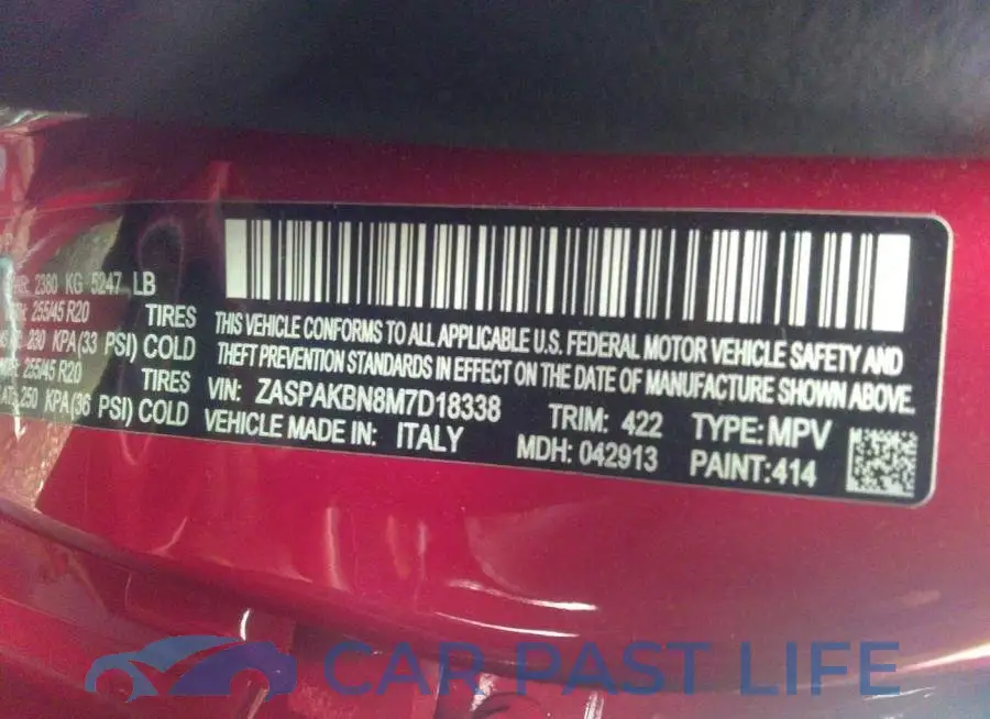 ZASPAKBN8M7D18338# 9