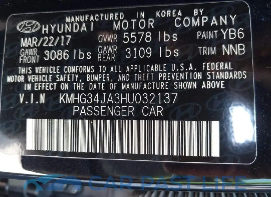 KMHG34JA3HU032137# 9