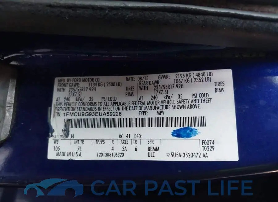 1FMCU9G93EUA59226# 9