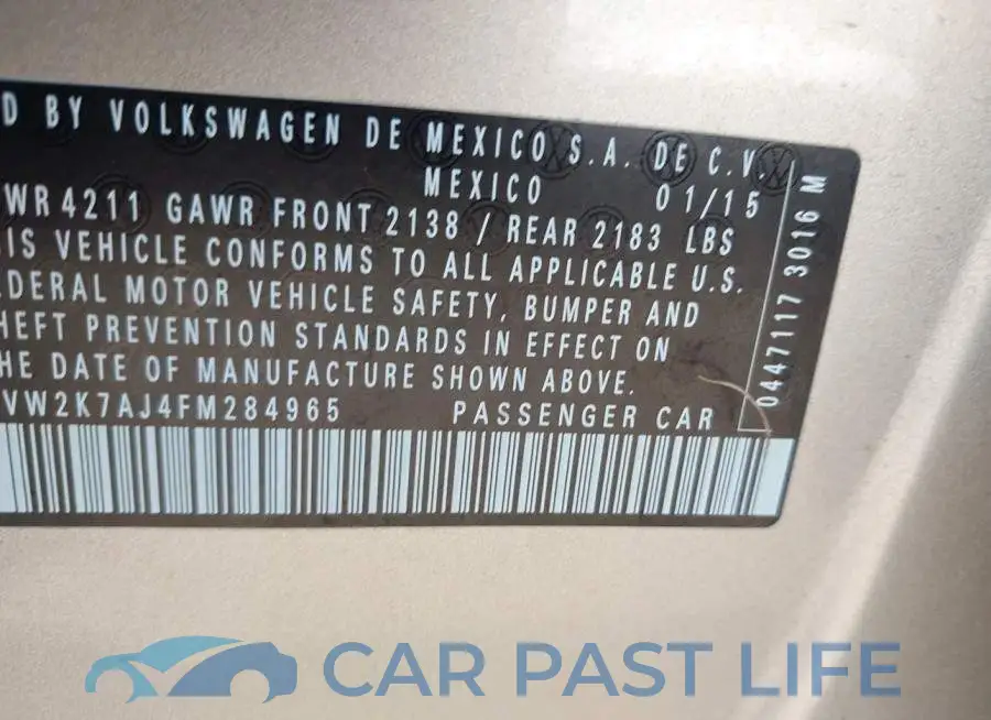3VW2K7AJ4FM284965# 9