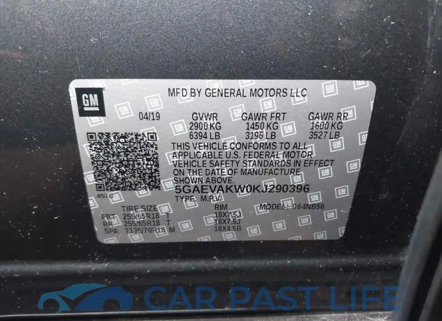 5GAEVAKW0KJ290396# 9