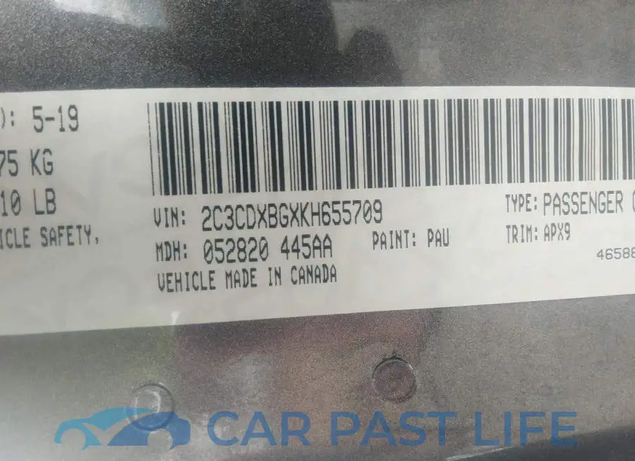 2C3CDXBGXKH655709# 9