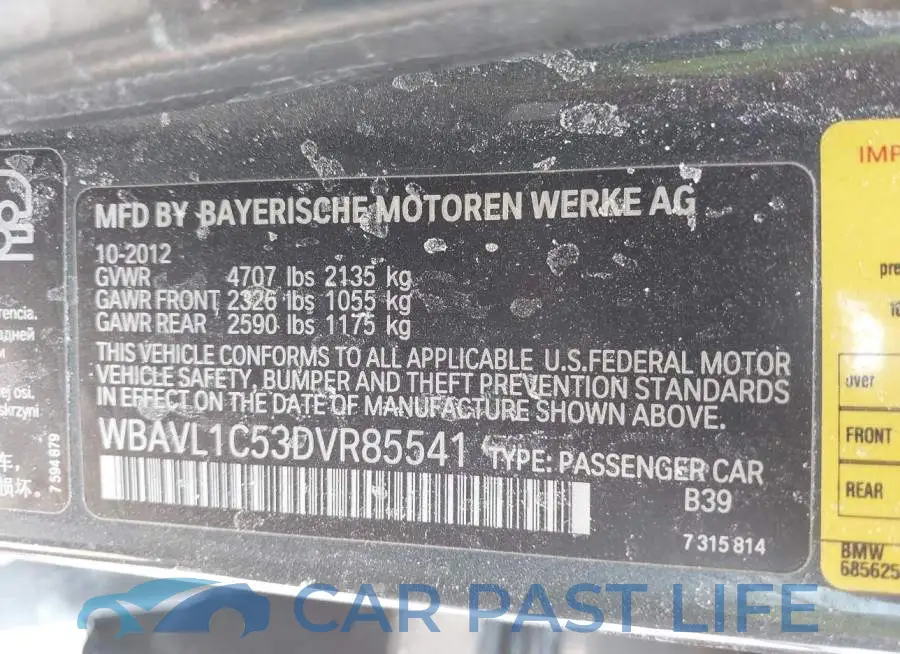 WBAVL1C53DVR85541# 9