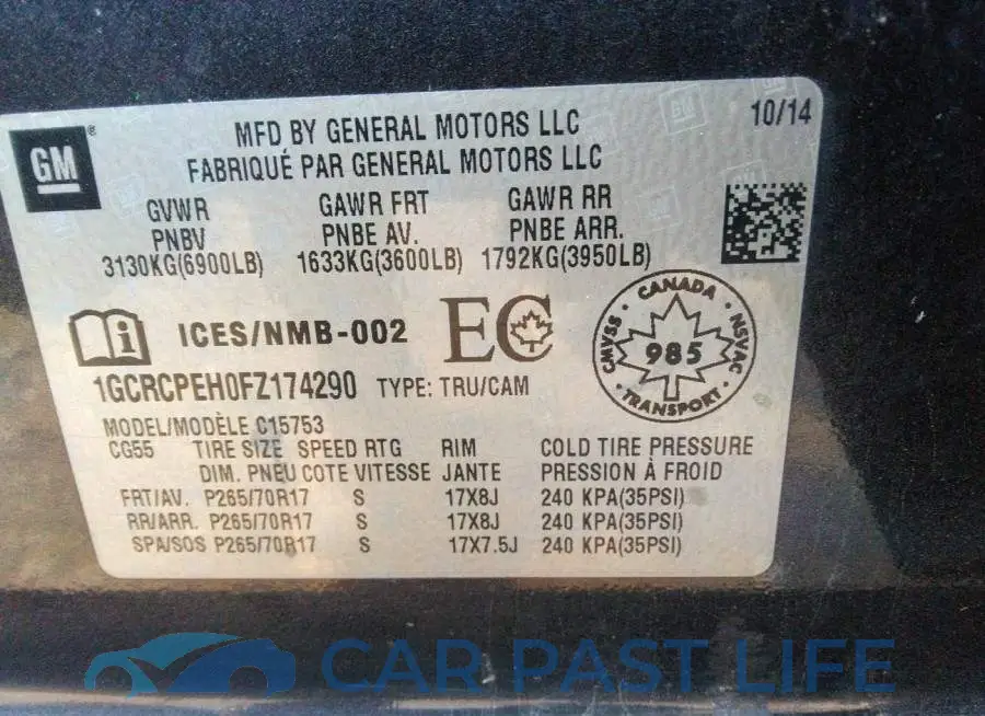 1GCRCPEH0FZ174290# 9