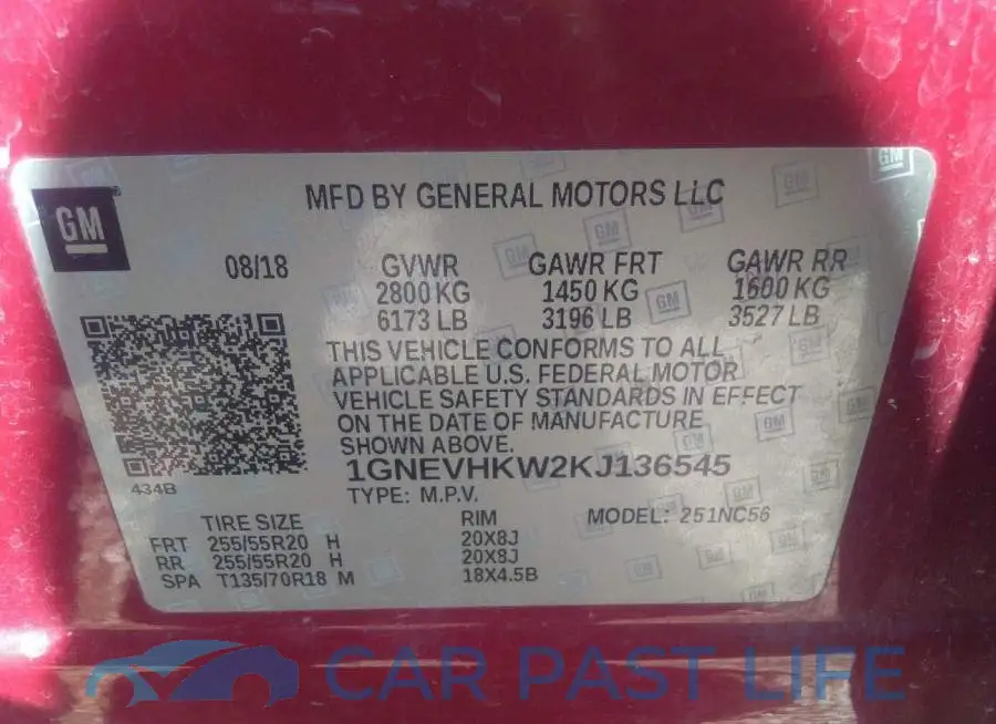 1GNEVHKW2KJ136545# 9