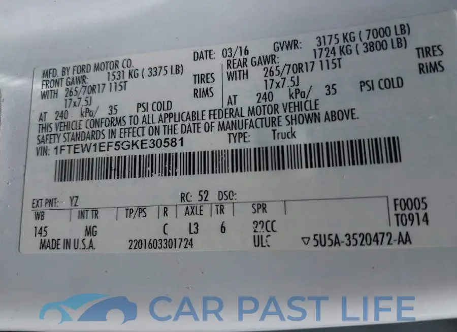 1FTEW1EF5GKE30581# 9