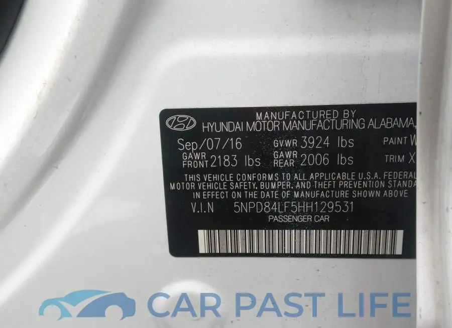 5NPD84LF5HH129531# 9