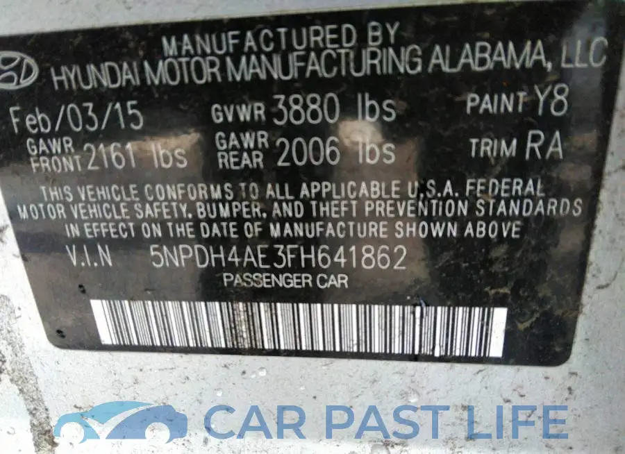 5NPDH4AE3FH641862# 9