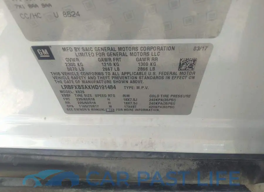 LRBFXBSAXHD191484# 9