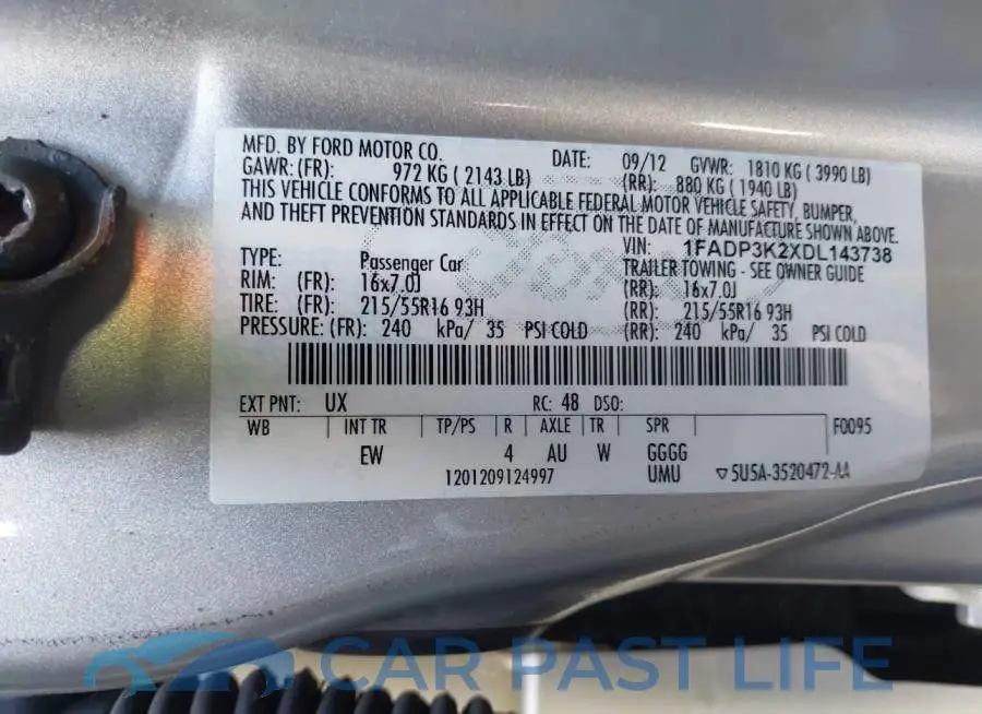 1FADP3K2XDL143738# 9