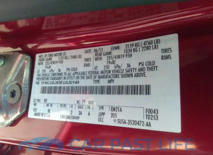 1FMCU0J93EUA30149# 9