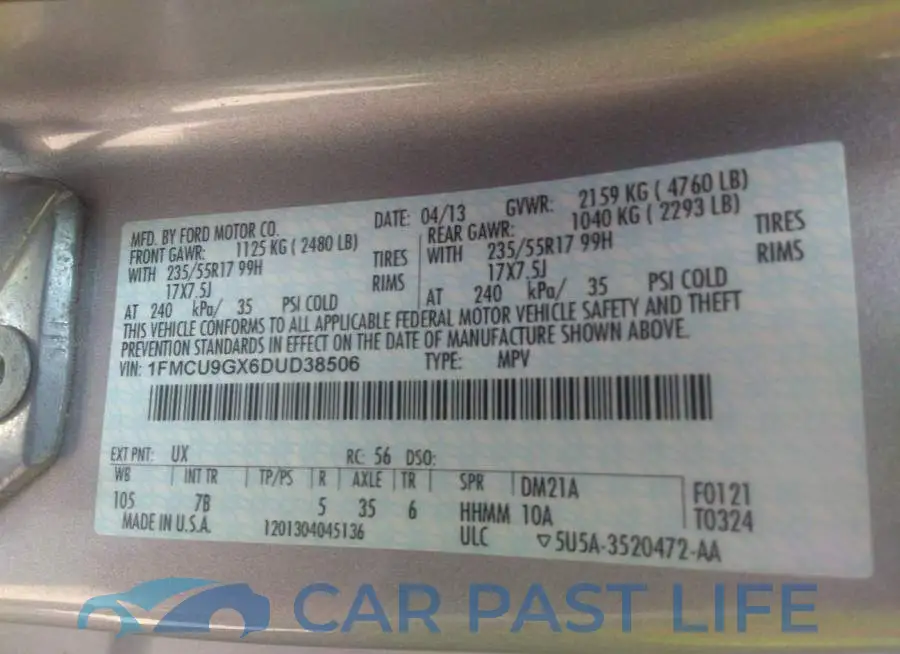 1FMCU9GX6DUD38506# 9