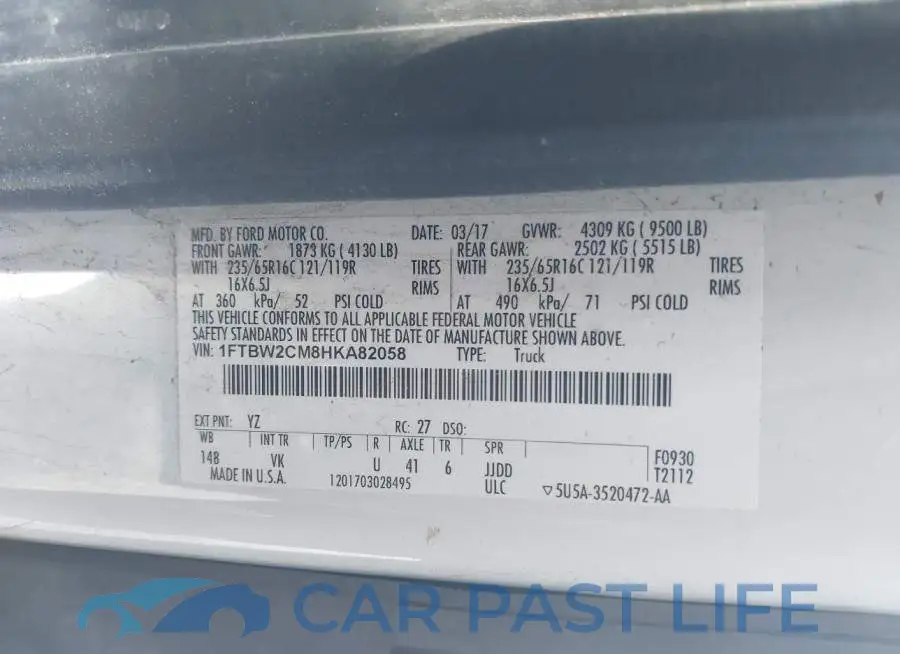 1FTBW2CM8HKA82058# 9
