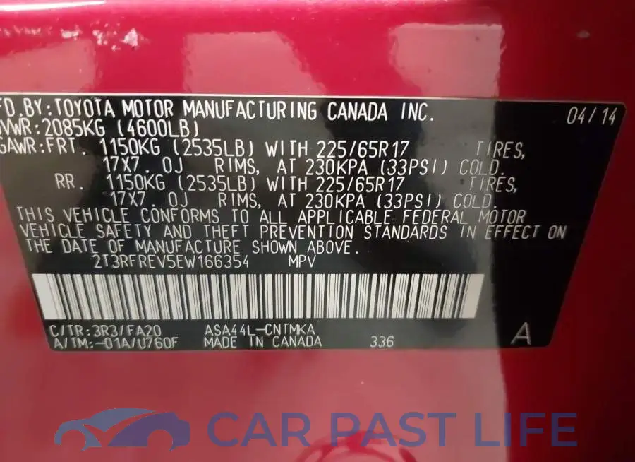2T3RFREV5EW166354# 9