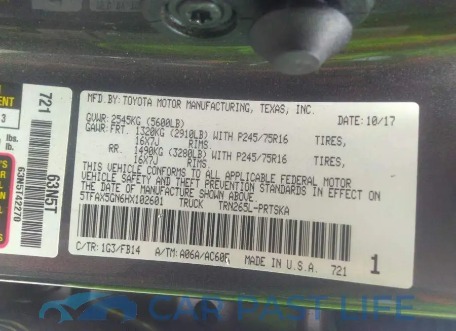 5TFAX5GN6HX102601# 9