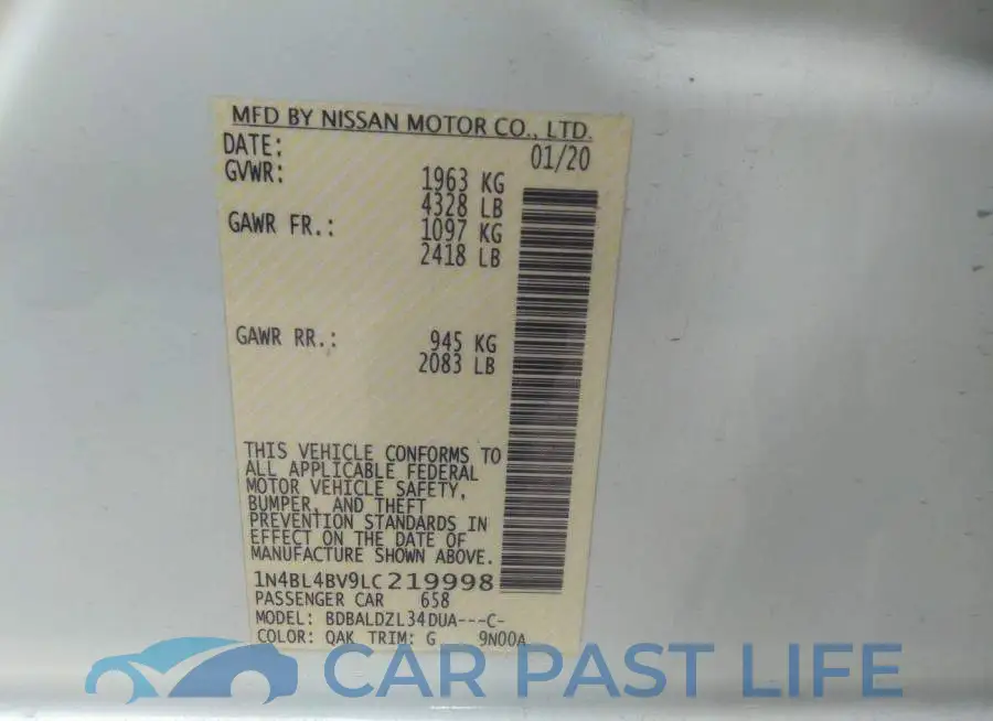 1N4BL4BV9LC219998# 9
