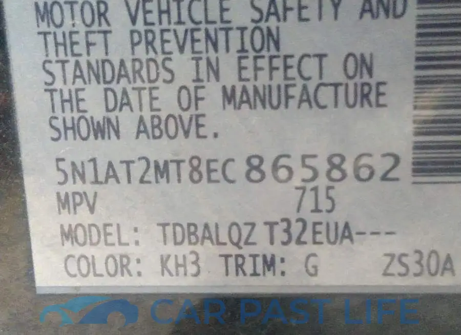 5N1AT2MT8EC865862# 9