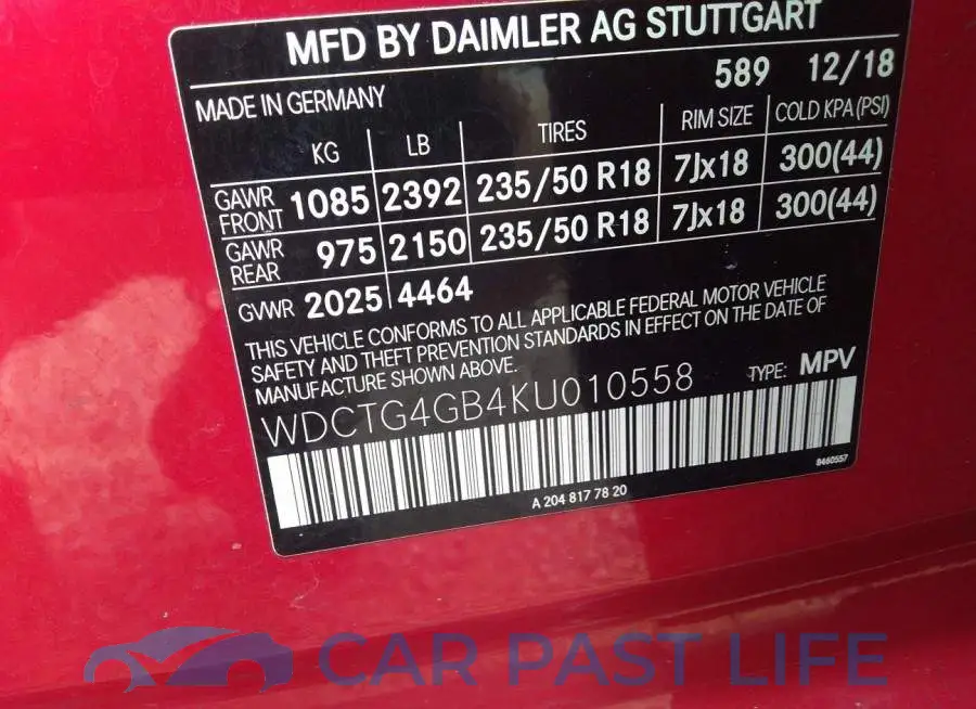 WDCTG4GB4KU010558# 9