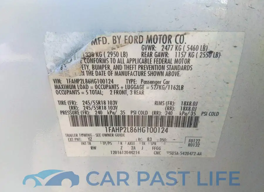 1FAHP2L86HG100124# 9