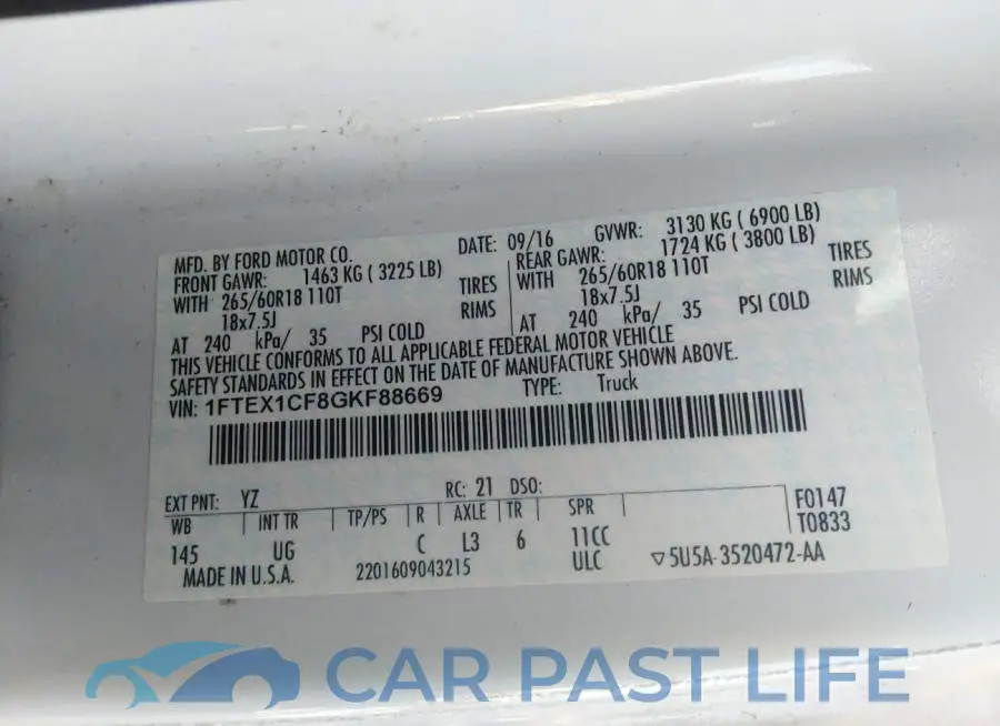 1FTEX1CF8GKF88669# 9