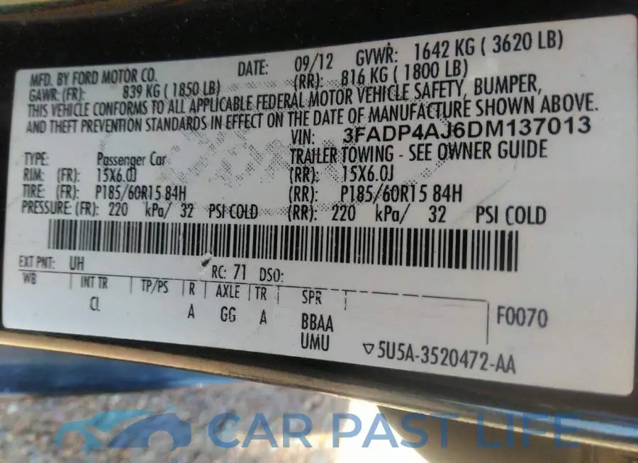 3FADP4AJ6DM137013# 9