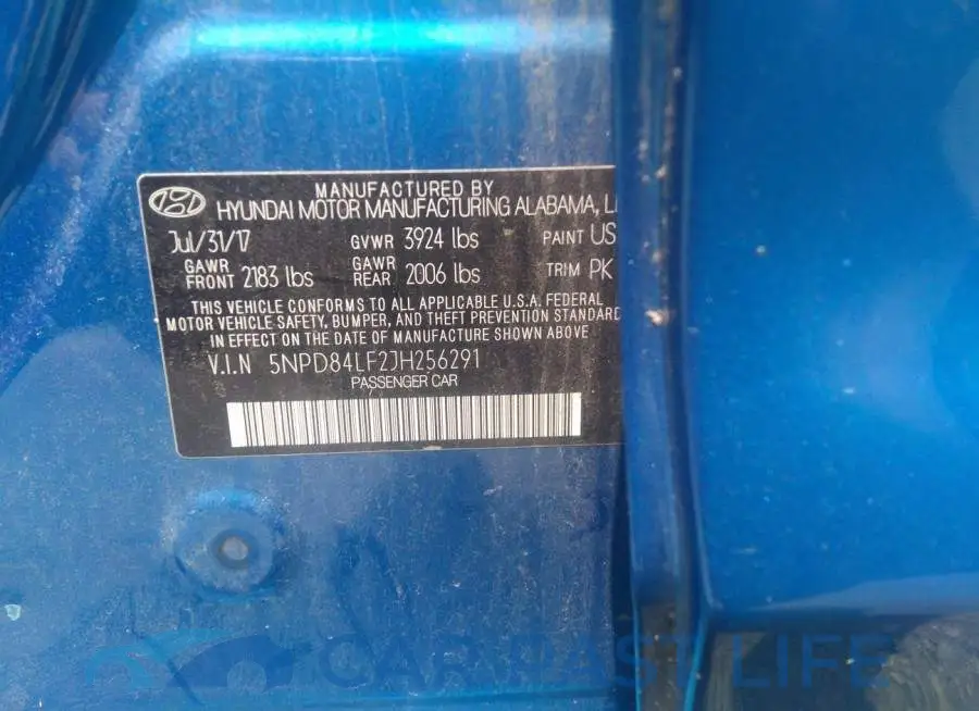 5NPD84LF2JH256291# 9